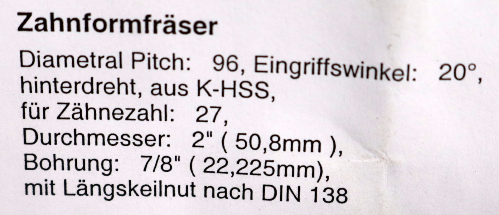 Bild des Artikels DOLD-Zahnformfräser-gear-profile-cutter-DP-69mm-Z=-27-EGW-20°- Ø2x7/8'-mit-LKN