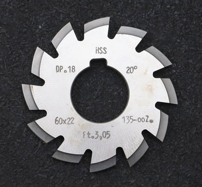 Bild des Artikels DOLD-Zahnformfräser-gear-profile-cutter-DP-18-No.-1--Z=-135-00-EGW-20° Ø60x22mm