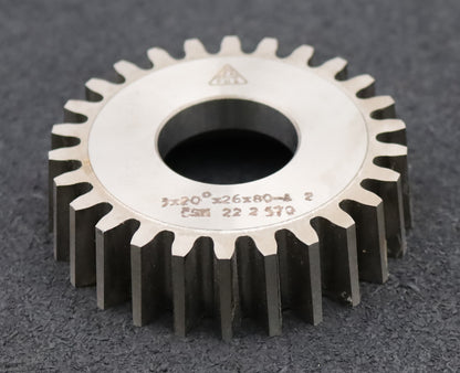 Bild des Artikels TOS-Scheibenschneidrad-m=-3mm-EGW-20°-Z=-26-Ø85x22xØ1-1/4"---zwei-Abschläge