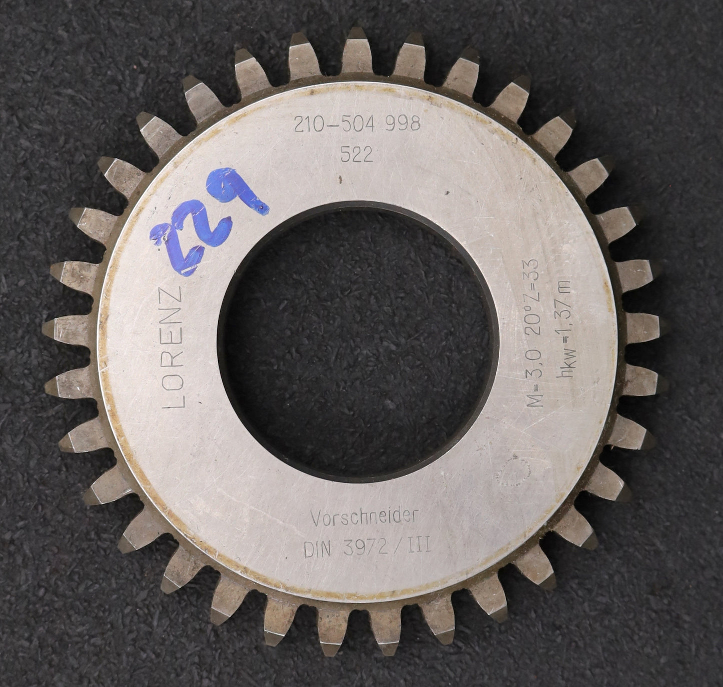 Bild des Artikels LORENZ-Scheibenschneidrad-Vorschneider-DIN3972-m=-3mm-EGW-20°-Z=-33-hkw=-1,37m