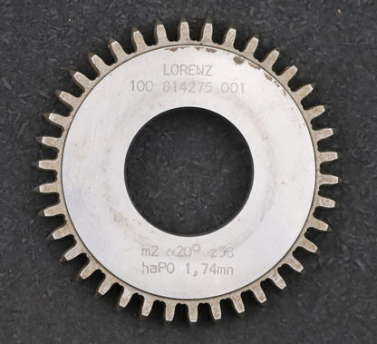Bild des Artikels LORENZ-Scheibenschneidrad-m=-2mm-EGW-20°-Z=-38-haP0=-1,74mn->Ø80x12xØ1-1/4"