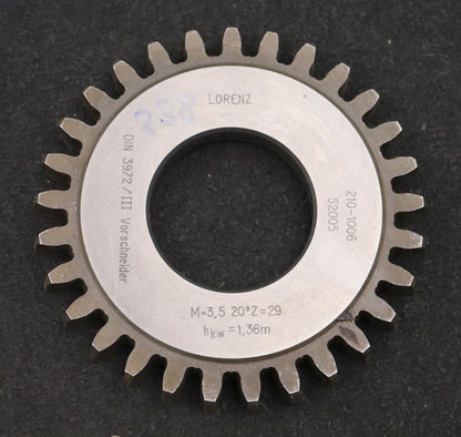 Bild des Artikels LORENZ-Scheibenschneidrad-Vorschneider-DIN3972-m=-3,5mm-EGW-20°-Z=-29-hkw=-1,36m