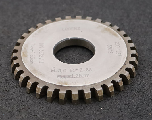 Bild des Artikels LORENZ-Scheibenschneidrad-m=-3mm-EGW-20°-Z=-33-hkw=-0,65xm-BP-II-Ø101x10xØ1-1/4"