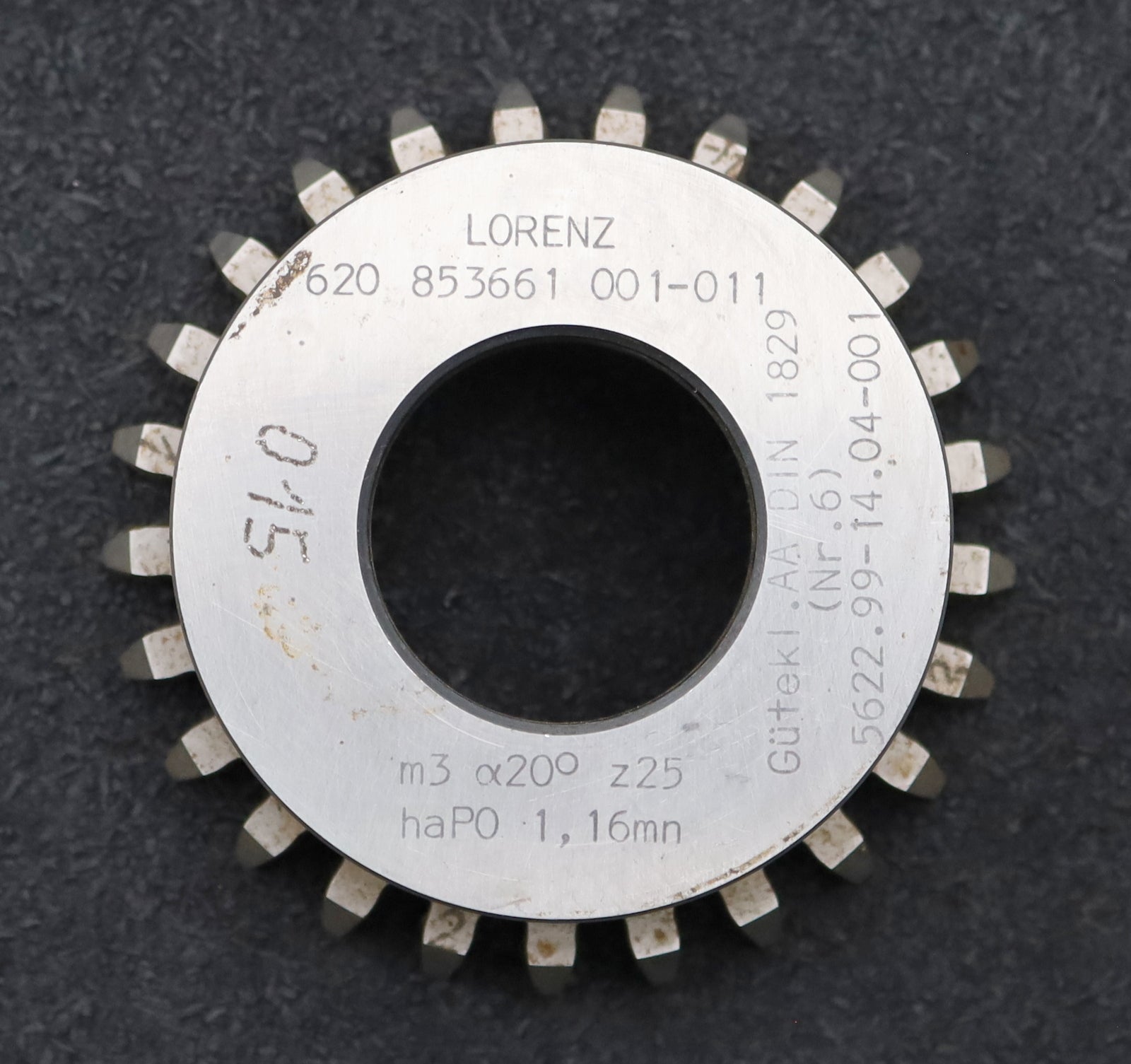 Bild des Artikels LORENZ-Glockenschneidrad-m=-3mm-EGW-20°-Z=-25-haP0=-1,116mn-Güteklasse-AA