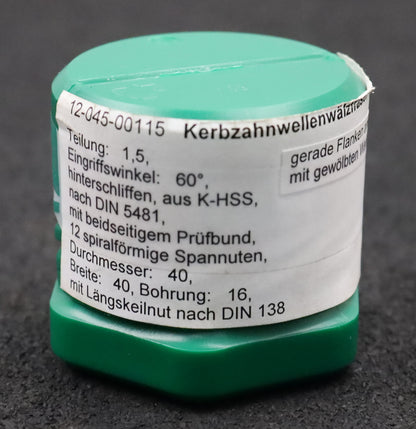 Bild des Artikels DOLD-Kerbzahnwellen-Wälzfräser-Tlg.-1,5-60°EGW-DIN-5481-Ø40x40xØ16mm-mit-LKN