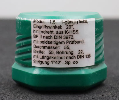 Bild des Artikels DOLD-Zahnrad-Wälzfräser-gear-hob-m=1,5-EGW-20°-BPII-nach-DIN-3972