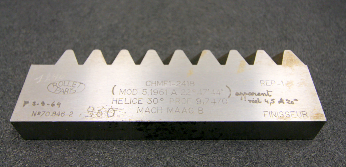 ROLLET PARIS Hobelkamm rack cutter m= 5,1961 Angle 30°