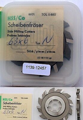 Scheibenfräser  DIN 885 Form A - Typ N Ø63js16 x 6k11 x Ø22H7 - 12 Zähne