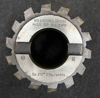 Vollstahlwälzfräser gear hob m= 2,5mm 15° EGW  Ø100x85xØ40mm mit beidse. Quernut