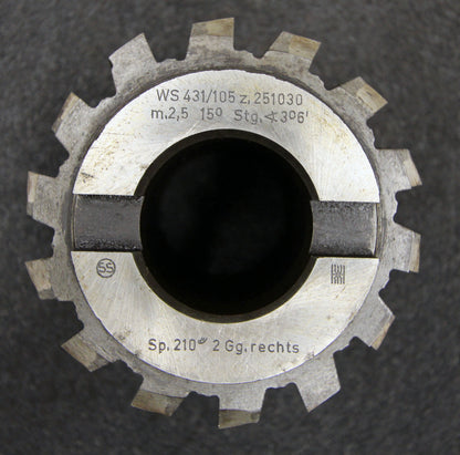 Vollstahlwälzfräser gear hob m= 2,5mm 15° EGW  Ø100x85xØ40mm mit beidse. Quernut